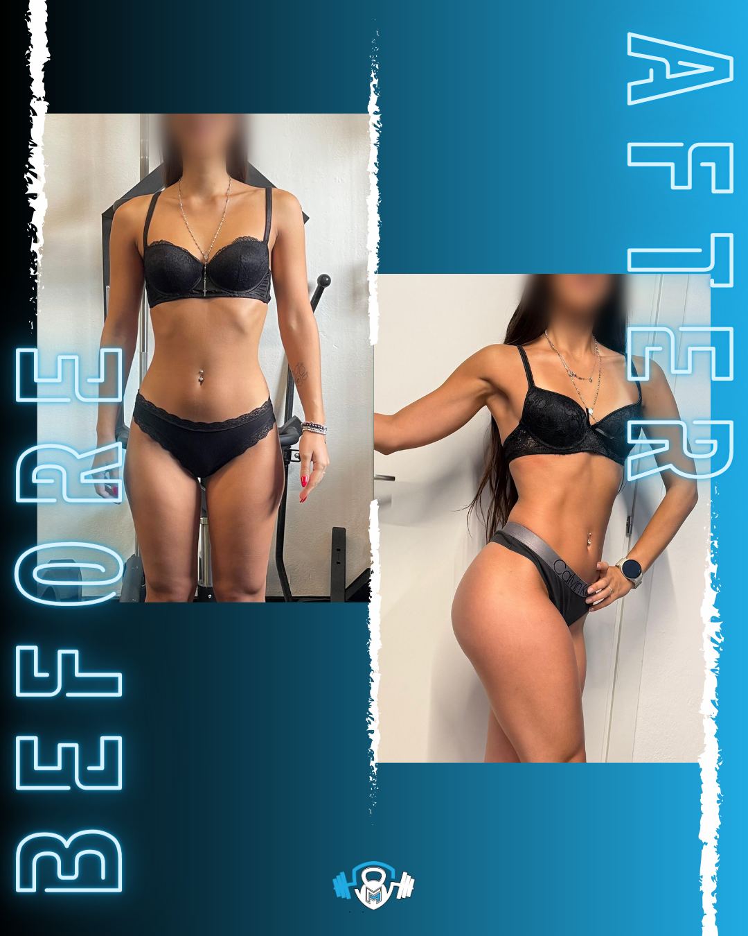 Trasformazione prima e dopo di un cliente Gymmemore